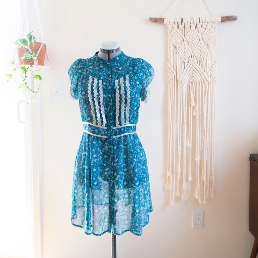 Free People turquoise floral dress